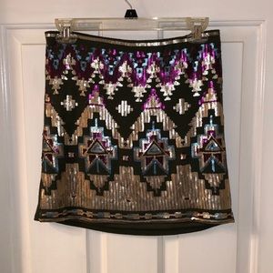 Aztec print sequin skirt